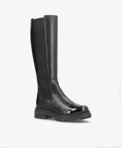 HASTA LA VISTA P Sort - Lang støvle - læder-lak