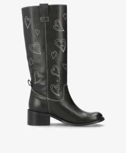 HEARTSCAPE LONG H - Dame Lang støvle - Sort læder