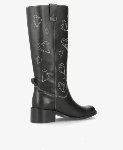 HEARTSCAPE LONG H - Dame Lang støvle - Sort læder