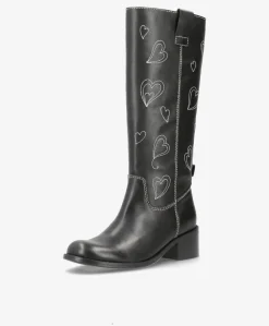 HEARTSCAPE LONG H - Dame Lang støvle - Sort læder