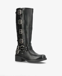 Helena - Biker støvle lang- Sort