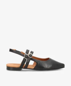 JANIS - Sort læder - Slingback