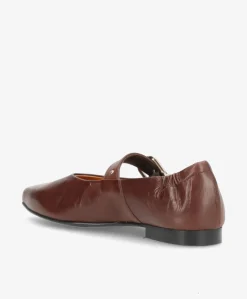 JULES - Mørkebrun læder - Ballerina med rem