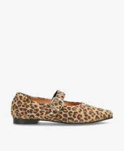 JULES S - Leopard ruskind - Ballerina med rem