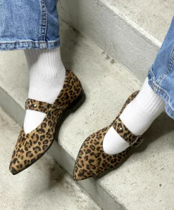 JULES S - Leopard ruskind - Ballerina med rem