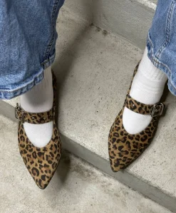 JULES S - Leopard ruskind - Ballerina med rem