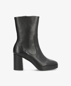 KINDLE - Sort læder - Dame støvle med høj hæl
