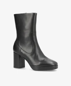 KINDLE - Sort læder - Dame støvle med høj hæl