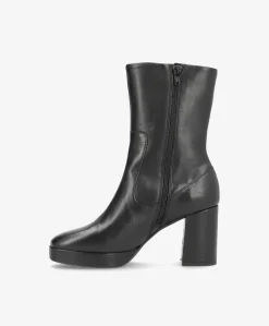 KINDLE - Sort læder - Dame støvle med høj hæl