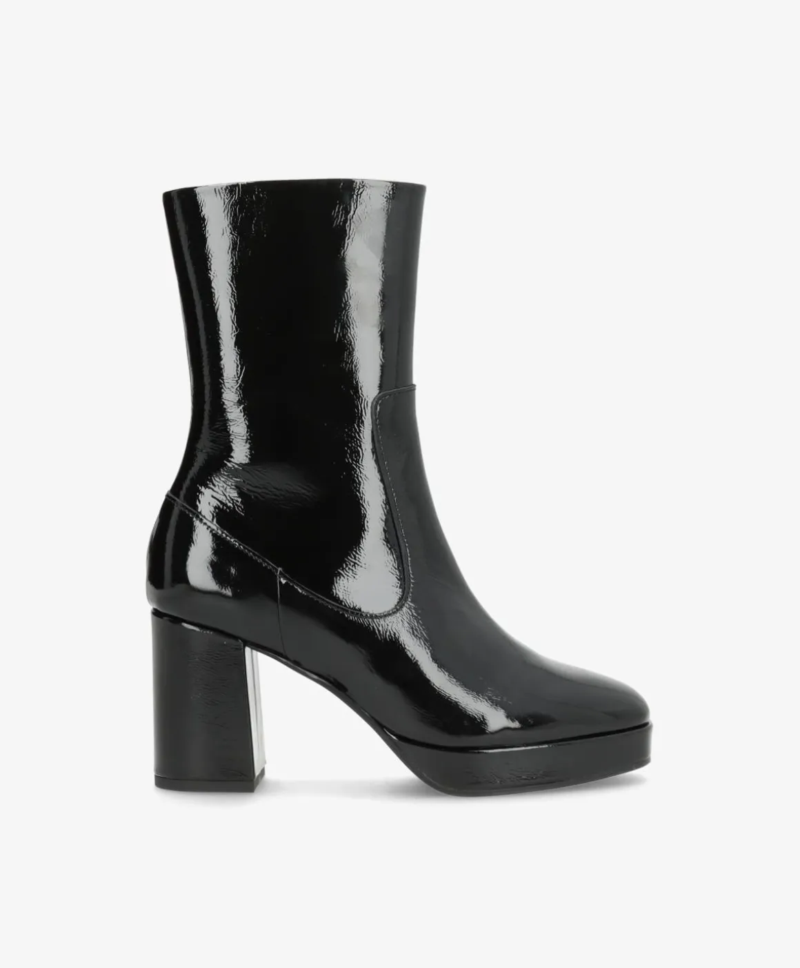 KINDLE P - Sort læder lak - Dame støvle med høj hæl