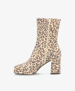 KINDLE S - Leopard ruskind - Dame støvle med høj hæl