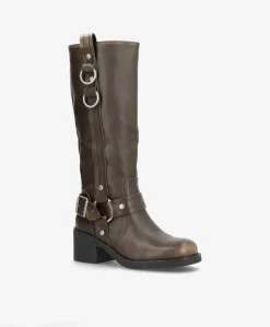 Leonie - Biker støvle lang - Brun