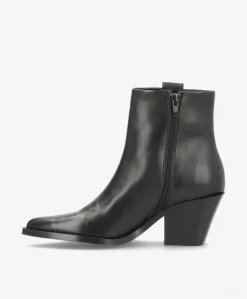 LIA - Dame Ankelstøvle med hæl - Sort læder