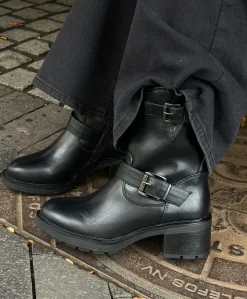 Lissy - 6302 - Dame Biker Støvle - Sort