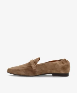 LUCY S - Mørk beige ruskind - Loafers med spids Dame
