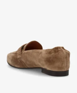 LUCY S - Mørk beige ruskind - Loafers med spids Dame