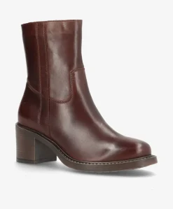 MARLEY Mørkebrun - Høj støvle med hæl - læder