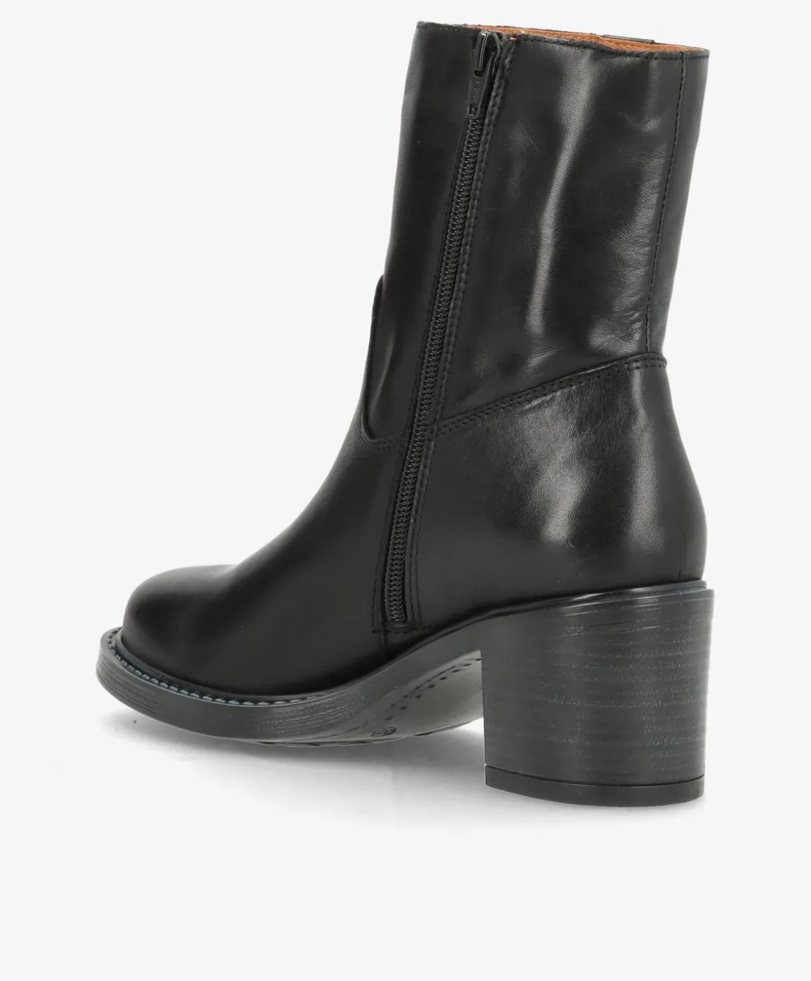 MARLEY Sort - Høj støvle med hæl - læder