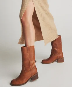 MARTINA - Mellemlang støvle dame - Cognac