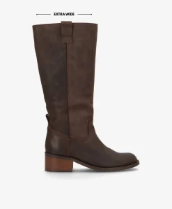 MARTINA LONG WIX - Chokoladebrun læder - Lang støvle Dame