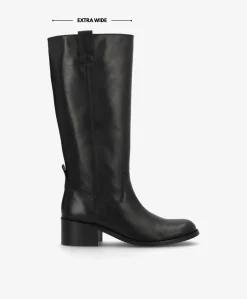 MARTINA LONG WIX - Sort læder - Lang støvle Dame