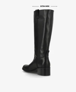 MARTINA LONG WIX - Sort læder - Lang støvle Dame