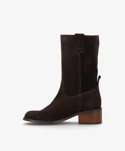 MARTINA S - Mørkebrun ruskind - Høj støvle Dame