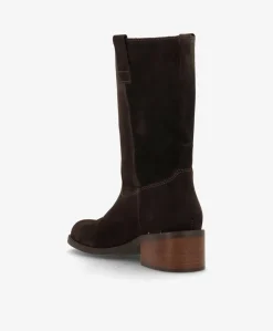 MARTINA S - Mørkebrun ruskind - Høj støvle Dame