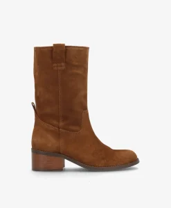 MARTINA S - Nøddebrun ruskind - Høj støvle Dame