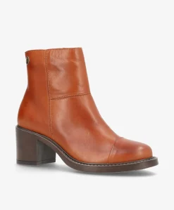 MARY Brun - Ankel støvle med hæl - læder