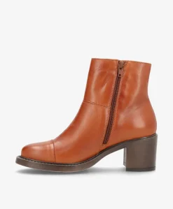 MARY Brun - Ankel støvle med hæl - læder