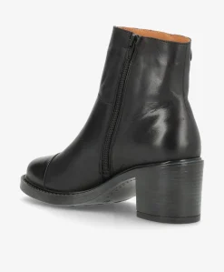 MARY Sort - Ankel støvle med hæl - læder