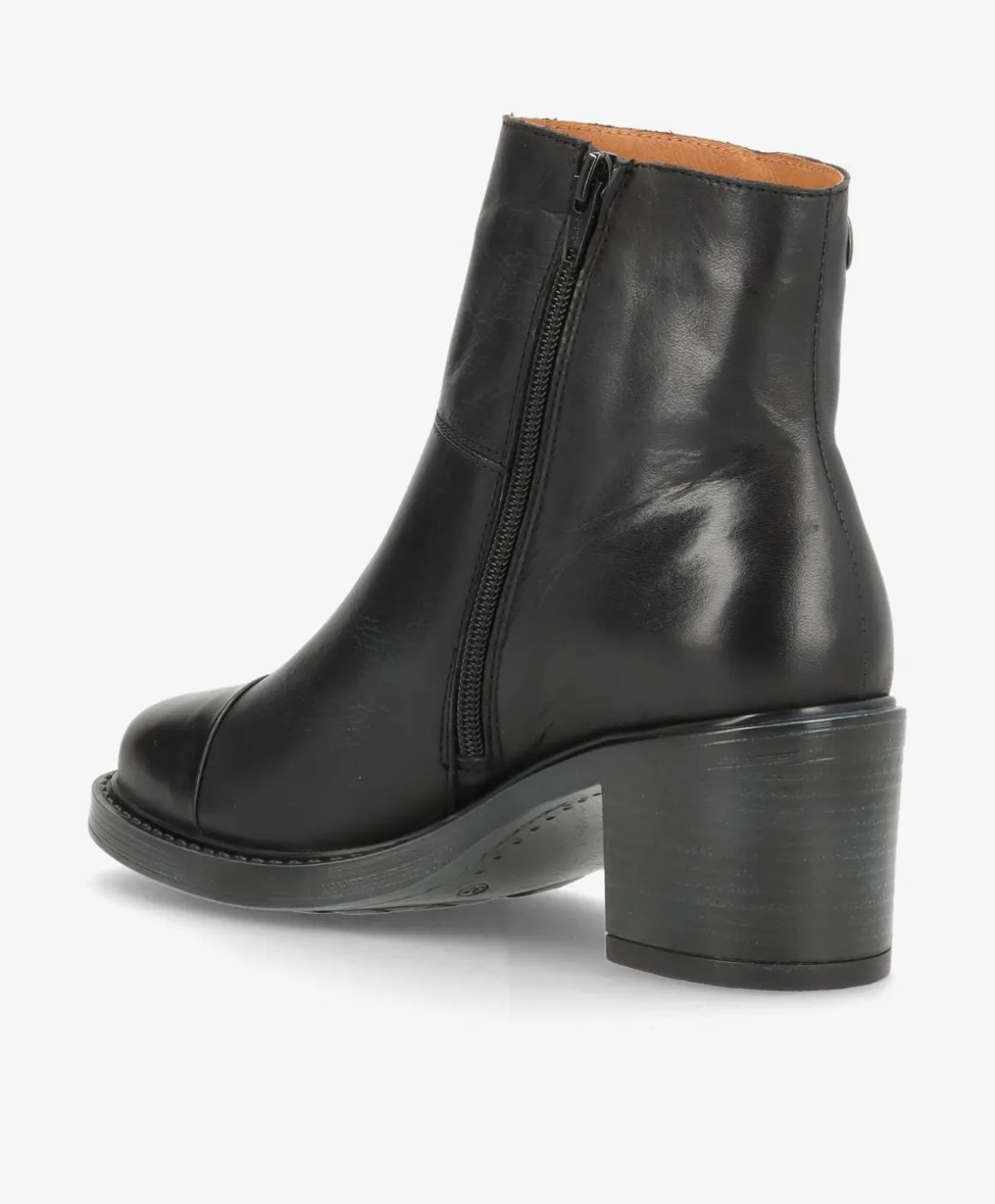 MARY Sort - Ankel støvle med hæl - læder