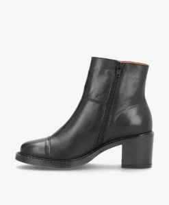 MARY Sort - Ankel støvle med hæl - læder