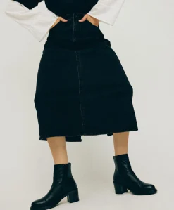 MARY Sort - Ankel støvle med hæl - læder