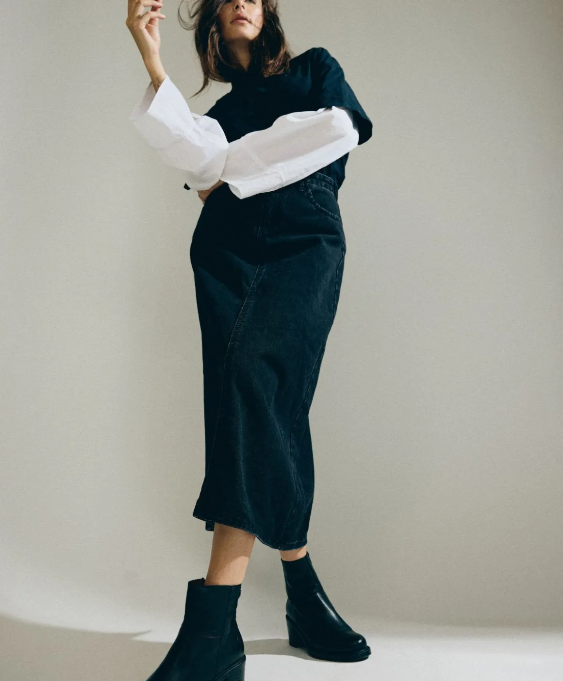 MARY Sort - Ankel støvle med hæl - læder