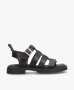 MAYA - Sort læder - Sandaler med lav hæl Dame