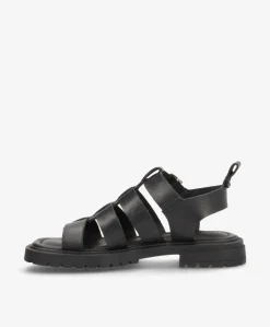 MAYA - Sort læder - Sandaler med lav hæl Dame