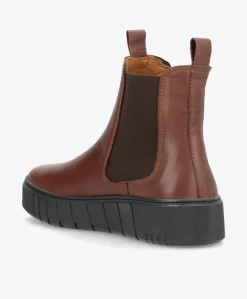 MOOVED BLK - Mørkebrun læder - Chelsea støvler Dame