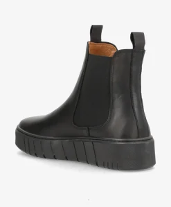 MOOVED BLK - Sort læder - Chelsea støvle Dame