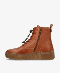 MOOVED LACE - Mellembrun læder - Snørestøvler Dame