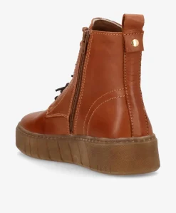 MOOVED LACE - Mellembrun læder - Snørestøvler Dame