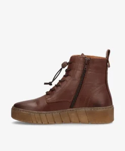 MOOVED LACE - Mørkebrun læder - Snørestøvler Dame