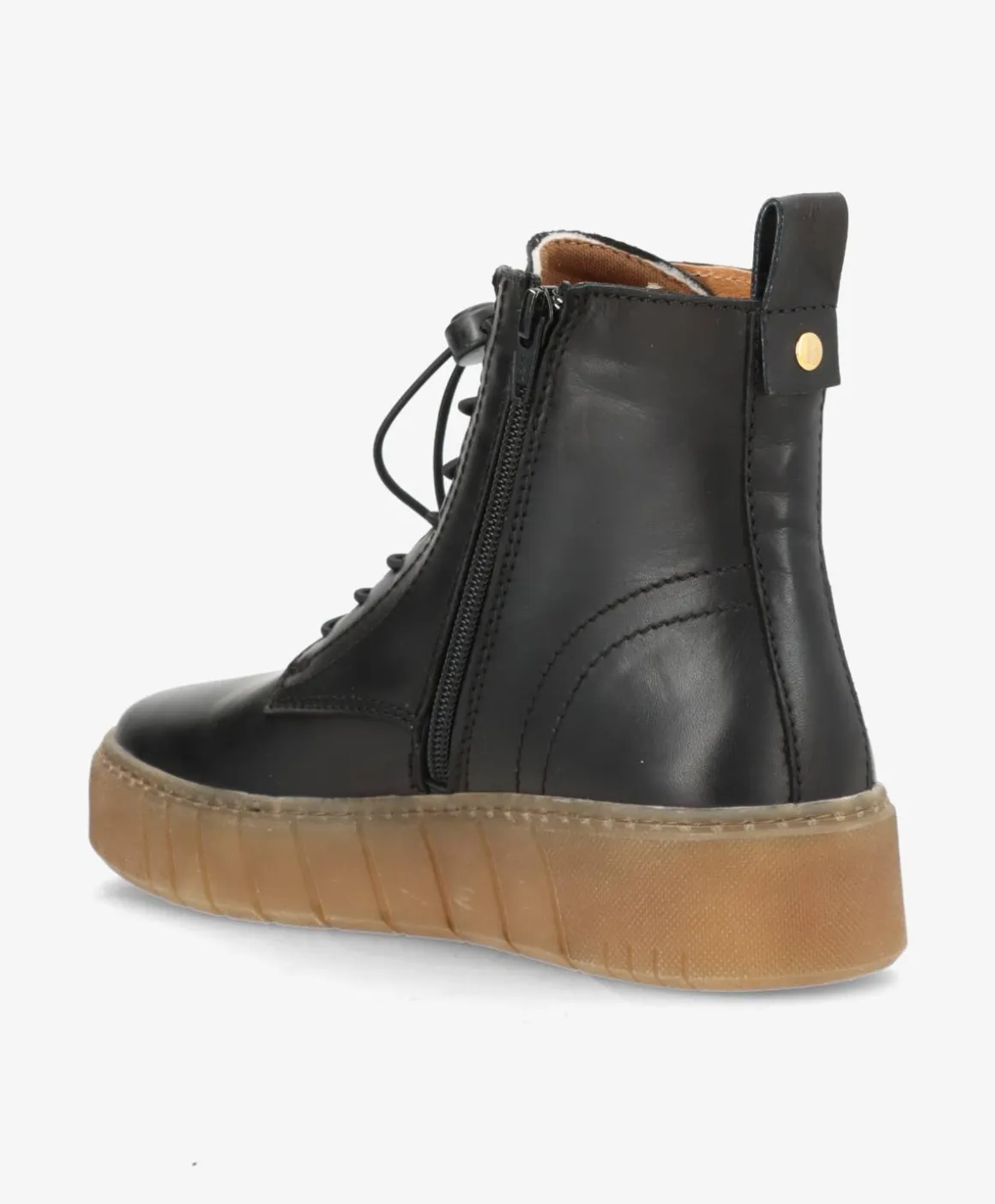 MOOVED LACE - Sort læder - Snørestøvler Dame