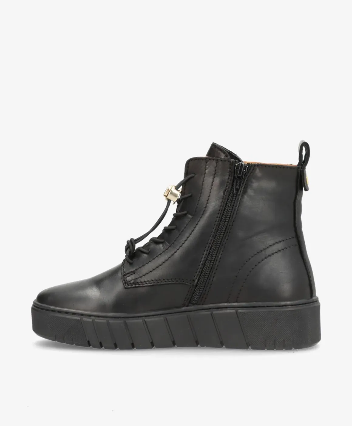 MOOVED LACE BLK - Sort læder - Snørestøvler Dame