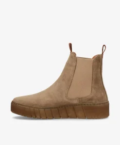 MOOVED S - Beige ruskind - Chelsea støvler Dame