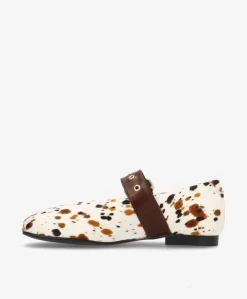 MORE Ha - Cow brun spot pony hair læder - Ballerina med rem Dame