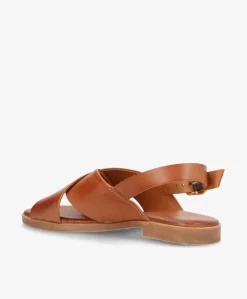 NICOLA - Mellembrun læder - Flade sandaler