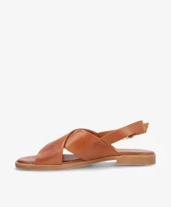 NICOLA - Mellembrun læder - Flade sandaler