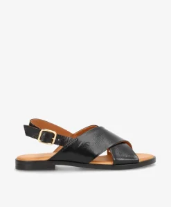 NICOLA P - Sort lak læder - Flade sandaler
